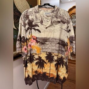 MENS TOMMY BAHAMA Tropical Sunset Serenade Silk Sport Casual Shirt Sz XL